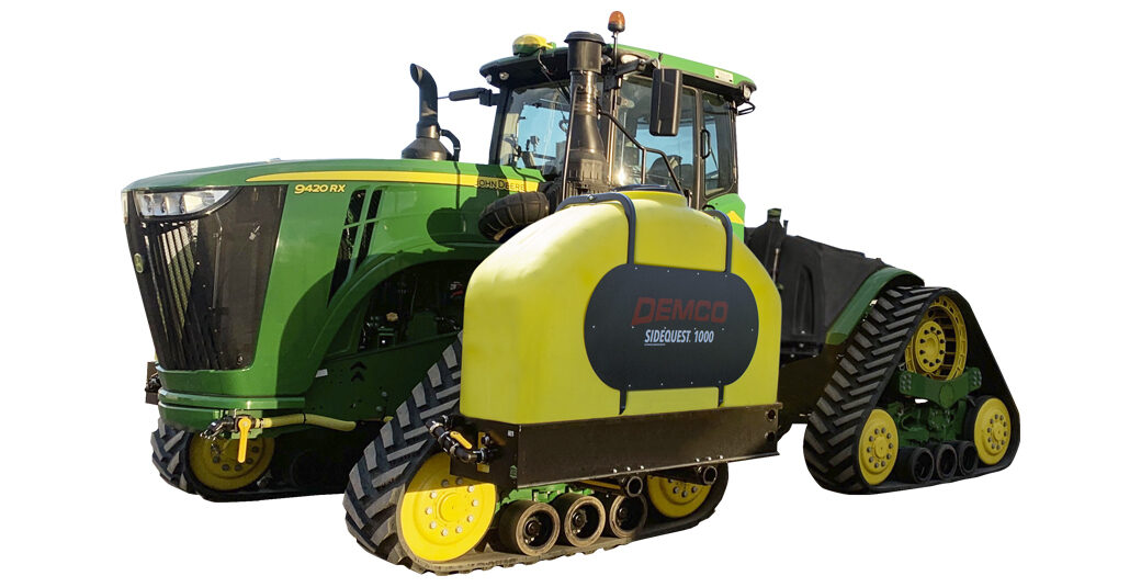 1000 gallon Sidequest tanks mounted on John Deere 9RX tractor